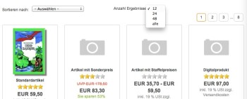 Anzahl Produkte im Listing auswählen - bis 5 Mandanten