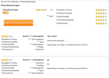Shop-Bewertungen - mehr als 5 Mandanten